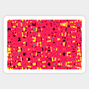 Vibrant pink background, black and yellow spots design Sticker